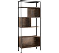 Tectake Estantería industrial 4 baldas 8 espacios 75x31x170,5 cm madera oscura