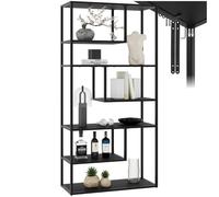 TecTake® Estantería Industrial con Estructura de Acero. 6 Compartimentos. Estanteria de Cocina Antivuelco. Estanteria Libros y Almacenaje, Estantería Metálica - 35 x 85 x 188 cm Negro