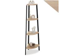 tectake® Estanteria Industrial de 4 Estantes, Madera y Acero, Estanteria Metalica para Oficina, Estanterias Almacenaje, Mueble Recibidor - 34 x 34 x 125 cm Madera Industrial Clara, Roble Sonoma