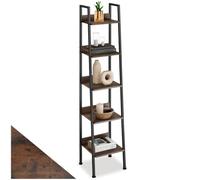 tectake® Estanteria Libros de Madera y Acero, Estanterias Almacenaje , Mueble Auxiliar para Oficina, Sala, Cocina, Recibidor y Baño - 35,5 x 31,5 x 170,5 cm Madera Industrial Oscura, Rústica