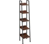 tectake® Estanteria Libros de Madera y Acero, Estanterias Almacenaje , Mueble Auxiliar para Oficina, Sala, Cocina, Recibidor y Baño - 35,5 x 31,5 x 170,5 cm Madera Industrial Oscura, Rústica