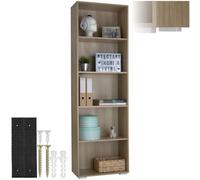 tectake® Estanteria Madera, Libreria Estanteria con 5 Compartimentos, Estanteria Almacenaje para Libros, Estanterias de Madera, Mueble Almacenaje, Estanteria Habitacion - Madera Clara, Roble Sonoma