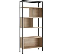 tectake® Estanteria Metalica, 4 Estantes, 5 Compartimentos, Estanterias Almacenaje, Muebles de Salon, Mueble Recibidor - 75 x 31 x 170,5 cm Madera Industrial Clara, Roble Sonoma