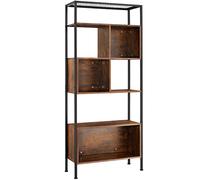 tectake® Estanteria Metalica, 4 Estantes, 5 Compartimentos, Estanterias Almacenaje, Muebles de Salon, Mueble Recibidor - 75 x 31 x 170,5 cm Madera Industrial Oscura, Rústica