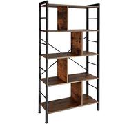 TecTake® Estanteria Metalica, 4 Estantes, 8 Compartimentos, Estanterias Almacenaje, Muebles de Salon, Mueble Recibidor - 75,5 x 30 x 155 cm Madera Industrial Oscura, Rústica