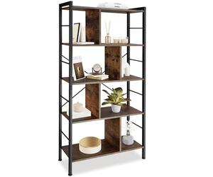 tectake® Estanteria Metalica, 4 Estantes, 8 Compartimentos, Estanterias Almacenaje, Muebles de Salon, Mueble Recibidor - 75,5 x 30 x 155 cm Madera Industrial Oscura, Rústica