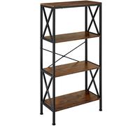 tectake® Estanteria Metalica 4 Estantes, Mueble Recibidores de Entrada, Estanterias Almacenaje con Sistema Antivuelco y Pies Ajustables - 61,5 x 31,5 x 133,5 cm Madera Industrial Oscura, Rústica