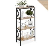 tectake® Estanteria Metalica 4 Estantes, Mueble Recibidores de Entrada, Estanterias Almacenaje con Sistema Antivuelco y Pies Ajustables - 61,5 x 31,5 x 133,5 cm Madera Industrial Clara, Roble Sonoma