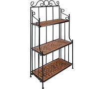 Tectake - Estantería metálica con 3 estantes de mosaico, 61 x 29 x 114 cm, Construcción robusta, Estructura de metal forjado, Estantes sólidos de mosaico de piedra, Plegable, montaje y desmontaje