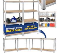 TecTake® estantería metálica de 4 estantes, Montaje versátil, Ideal para Taller, Garaje o trastero, estanteria Libros, estanteria trastero, estanteria Metalica - 160 x 40 x 160 cm 640 kg Carga Máxima