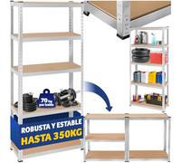 TecTake® estantería metálica de 5 estantes, Montaje versátil, Ideal para Taller, Garaje o trastero, estanteria Libros, estanteria trastero, estanteria Metalica - 30 x 75 x 180 cm 350 kg Carga Máxima