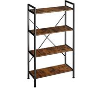 tectake® Estanteria Metalica de Estilo Industrial con Estructura Estable, Sistema Antivuelco, Estantería Madera para Oficina, Mueble Recibidor - Madera Industrial Oscura, Rústica