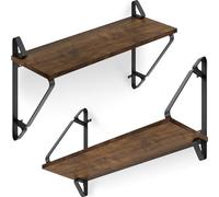 Tectake 2 estantes de pared irvine - madera industrial oscura, rústica