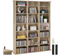 TecTake® Estantería Pared con Efecto Madera, 21 Compartimentos, Estantes Ajustables en Altura y Extraíbles, Estantería Libros y Cds, Elegante Mueble Almacenaje, Superficie Resistente - Roble Sonoma