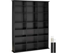TecTake® Estantería Pared con Efecto Madera, 21 Compartimentos, Estantes Ajustables en Altura y Extraíbles, Estantería Libros y Cds, Elegante Mueble Almacenaje, Superficie Resistente - Negro