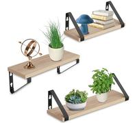 TecTake® Estanteria Pared con Estilo Industrial, Baldas Pared, Estantes, Ideal cómo Baldas Baño y Decoracion Salon Moderna para Hogar y Cocina - Juego de 3 Madera Industrial Clara, Roble Sonoma