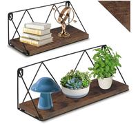 TecTake® Estanteria Pared con Estilo Industrial, Baldas Pared, Estantes, Ideal cómo Baldas Baño y Decoracion Salon Moderna para Hogar y Cocina - Juego de 2 Madera Industrial Oscura, Rústica