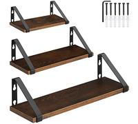 TecTake® 800996 Juego de 3 estantes de Pared, Estantería Mural para casa, Repisas Estilo Industrial, Baldas rústicas Minimalistas (Madera Industrial Oscura, rústica)