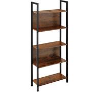 tectake® Estanteria Pared, Estanteria libros, Mueble Auxiliar Baño con 5 Baldas, Estantería madera para Oficina y Recibidor - 62 x 24 x 165,5 cm Madera Industrial Oscura, Rústica