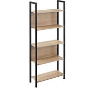 tectake® Estanteria Pared, Estanteria libros, Mueble Auxiliar Baño con 5 Baldas, Estantería madera para Oficina y Recibidor - 62 x 24 x 165,5 cm Madera Industrial Clara, Roble Sonoma