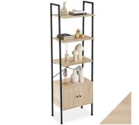 tectake® Estanteria Pared, Estanteria Libros, Mueble Auxiliar Baño con 5 Baldas, Estantería madera para Oficina y Recibidor - 57,5 x 34 x 173 cm Madera Industrial Clara, Roble Sonoma