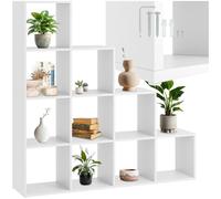 TecTake® Estanteria Pared Moderna para Libros, 10 Compartimentos, Forma de Escalera, Diseño de Cubo, Librería, Estanterías de Pared, Estanteria Almacenaje, Patas Protectores de Suelo - Blanco