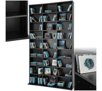 TecTake® Estanteria Pared para CD/DVD, Almacenaje 1080 CDs, 27 Estantes, Fácil de Montar, Estable, Madera MDF, Metal, Estanteria Libros, Librería, Estantería de Pared, Mueble de Salon - Negro