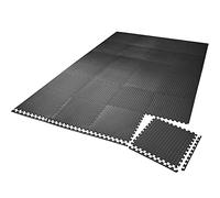 tectake® Estera Suelo Gimnasio, Alfombra Protectora Antideslizante para Gimnasio en Casa, Tatami Goma EVA Gruesa, Aislante Térmico y Acústico, Protector Suelo - 24 Piezas Negro