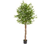 tectake® Ficus Artificial, Planta Artificial Grande y Realista, Plantas Artificiales Grandes, Decoración Hogar y Oficina, Arbol Artificial con Hojas Detalladas, Decoración Salon - 180 cm de Alto