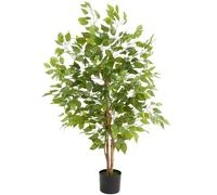 tectake® Ficus Artificial, Planta Artificial Grande y Realista, Plantas Artificiales Grandes, Decoración Hogar y Oficina, Arbol Artificial con Hojas Detalladas, Decoración Salon - 120 cm de Alto