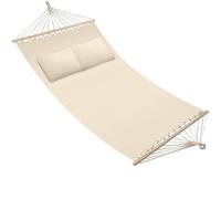 tectake® Hamaca Doble para Jardín, Estructura Hamaca Estable con Cojines Extraíbles, Tumbonas Jardin Exterior Ideal para Camping Accesorios, Terraza o Porche - 325 x 150 x 2,5 cm Beige