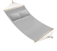 tectake® Hamaca Doble para Jardín, Estructura Hamaca Estable con Cojines Extraíbles, Tumbonas Jardin Exterior Ideal para Camping Accesorios, Terraza o Porche - 325 x 150 x 2,5 cm Gris Claro