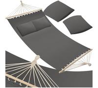 tectake® Hamaca Doble para Jardín, Estructura Hamaca Estable con Cojines Extraíbles, Tumbonas Jardin Exterior Ideal para Camping Accesorios, Terraza o Porche - 325 x 150 x 2,5 cm Gris Oscuro