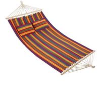 tectake® Hamaca Doble para Jardín, Estructura Hamaca Estable con Cojines Extraíbles, Tumbonas Jardin Exterior Ideal para Camping Accesorios, Terraza o Porche - 325 x 150 x 2,5 cm Con Rayas De Color