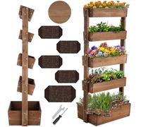 tectake® Huerto Urbano Vertical con 5 Niveles, Maceteros Grandes Exterior de Madera, Macetero Alto, Macetas Exterior Grandes, Huerto Urbano Terraza - 52 x 81 x 180 cm Marrón
