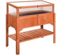 Tectake - Jardinera con semillero y estante 119 x 53 x 124 cm Altura de trabajo ergonómica y que no hace daño a la espalda Espacio de almacenamiento extra para utensilios de jardinería Madera de