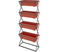 TecTake® Jardinera Vertical Compacta con 4 Macetas, Ideal para Jardín Vertical y Huerto Urbano, Estructura Estable y Plegable, Jardineras Exterior, Huerto Urbano Terraza - 52 x 21 x 127 cm