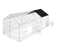 TecTake Jaula recinto para Conejo con Parasol Exterior Animales 180 x 75 x 75 cm (Techo Negro | no. 402421)