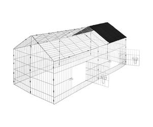 tectake® Jaula Conejo, Casa para Conejos de Mascota al Aire Libre, Conejera Exterior con Caseta Funcional y Acceso Fácil, Diseño Cómodo y Seguro - 180 x 75 x 75 cm Negro