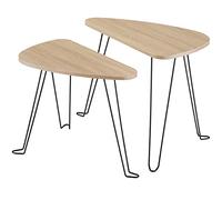 TecTake - Juego de 2 mesas auxiliares Richmond, Conjunto de mesitas auxiliares Estilo Industrial, Mesillas de recibidor, Set de mesas de sofá (Madera Industrial Clara, Roble Sonoma)