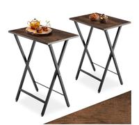 TecTake® Juego de 2 Mesas Plegables Portatiles, Estructura de Acero, Mesa Plegable, Decoracion Hogar, Mesa Auxiliar Sofa, Mesita Auxiliar - 48 x 36 x 66,5 cm Madera Industrial Oscura, Rústica