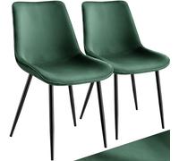 TecTake® Juego de 2 Sillas de Comedor, Sillas Salón Aterciopeladas, Silla Tocador Ergonómica, Sillas Comedor con Patas de Acero y Topes, Silla Terciopelo con Gran Respaldo y Acolchada - Verde Oscuro