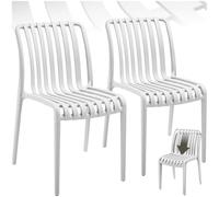 tectake® Juego de 2 Sillas de Jardín, Apilables, Resistentes a Intemperie, Cap. Carga 120 kg, Ligeras, Juego Muebles de Jardín, Muebles de Balcón, Juego de Bistró, Muebles de Exterior - Crema