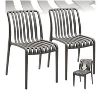 tectake® Juego de 2 Sillas de Jardín, Apilables, Resistentes a Intemperie, Cap. Carga 120 kg, Ligeras, Juego Muebles de Jardín, Muebles de Balcón, Juego de Bistró, Muebles de Exterior - Antracita
