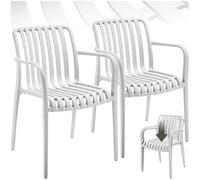 tectake® Juego de 2 Sillas de Jardín con Reposabrazos, Apilables, Resistentes a la Intemperie, Ligeras, Cap. Carga 120 kg, Juego Muebles Jardín, Juego Bistró, Sillones Terraza y Patio - Crema