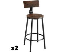 Tectake Juego de 2 taburetes de bar, Madera industrial oscura, rústica