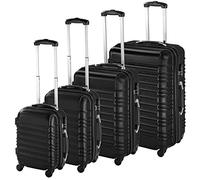 tectake® Juego de 4 Maletas Rígidas de Plástico ABS, Tamaños XL-L-M-S, Set Maletas Viaje con Ruedas de 360º, Cerradura de Combinación TSA, Asa Telescópica de Aluminio, Interior Compartimentado - negro