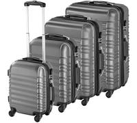tectake® Juego de 4 Maletas Rígidas de Plástico ABS, Tamaños XL-L-M-S, Set Maletas Viaje con Ruedas de 360º, Cerradura de Combinación TSA, Asa Telescópica de Aluminio, Interior Compartimentado - plata