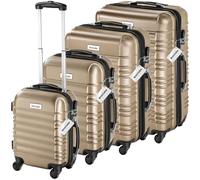 tectake® Juego de 4 Maletas Rígidas en ABS, con Báscula y Etiquetas de Equipaje, Set de Maletas de Viaje con Ruedas de 360º y Asa Telescópica, Cerradura de Combinación, Apilables entre sí - champán