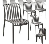 tectake® Juego de 4 Sillas de Jardín, Apilables, Resistentes a Intemperie, Cap. Carga 120 kg, Ligeras, Juego Muebles de Jardín, Muebles de Balcón, Juego de Bistró, Muebles de Exterior - Antracita